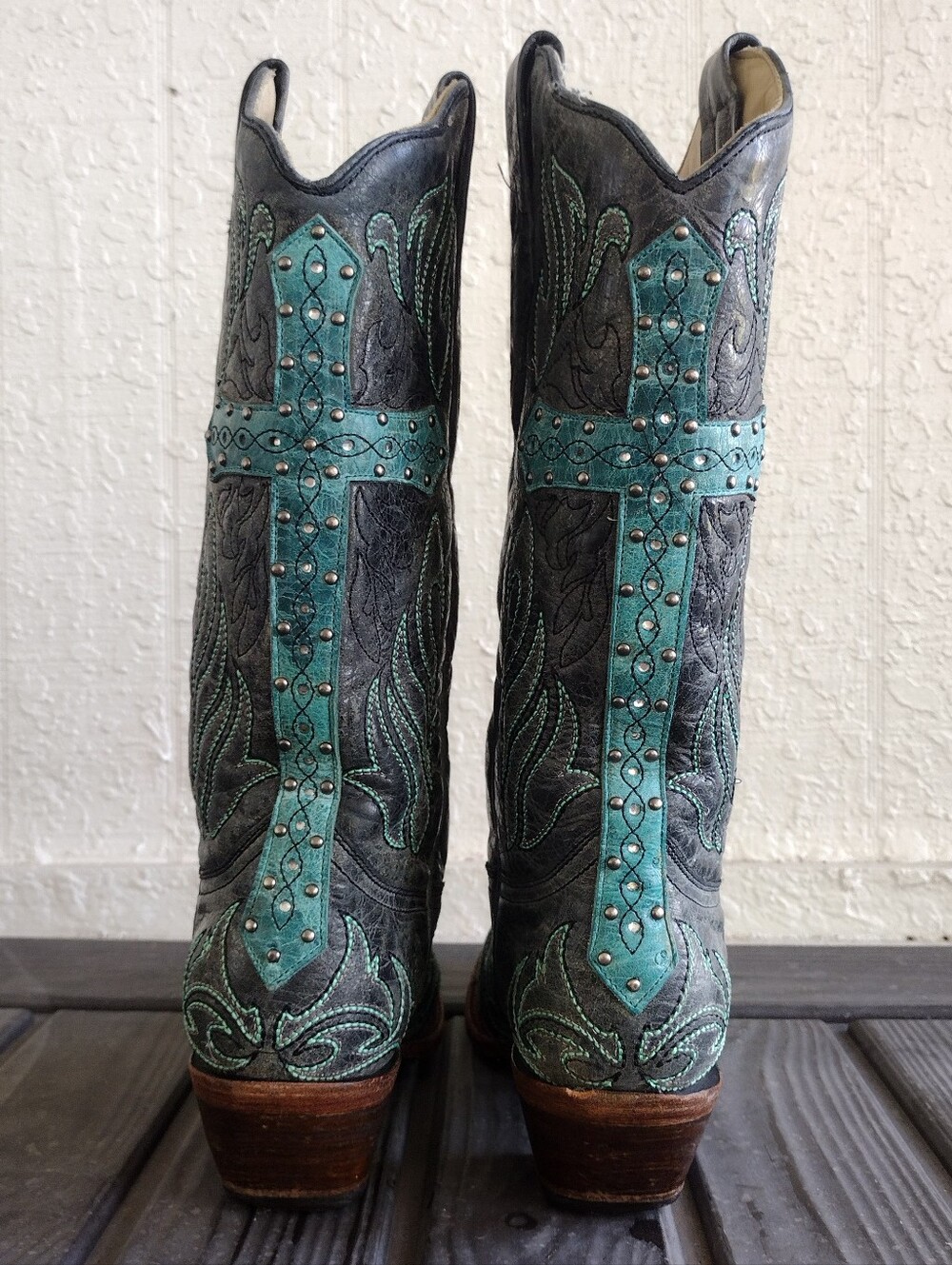 Corral Boots Women's Turquoise Embroidery Rhinestone Snip Toe Western Boot - Picture 11 of 16